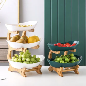 Ceramica Vasul cu Bomboane Camera de zi Acasă cu Trei straturi de Platou cu Fructe Gustare Placa Creative Moderne Fructe Uscate Coș cu Fructe