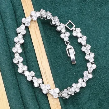 Clasic Alb Zircon Brățară de Argint pentru Femei de Ziua de zi cu Zi Bijuterii