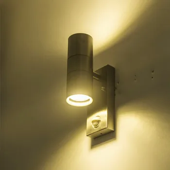 Clădirea lumini de perete din oțel inoxidabil led Pridvor Lampă de Inducție în aer liber Led Lumina de Perete cu PIR inductor senzor de mișcare