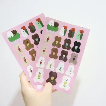 Coreeană ursul desene animate Laleaua autocolant DIY Scrapbooking creative Junk jurnal jurnal Album foto papetărie decorare autocolant