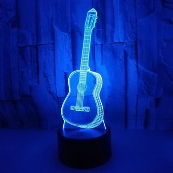 Creativ a CONDUS Lumina de Noapte În 7 Culori Schimbare 3D Chitara Forma Atingeți Lampa Decorativa 11UA