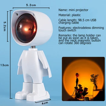 Curcubeu Apus De Soare Proiector Atmosferă Lumina De Noapte Rotație De 360 De Grade Robot De Fundal De Perete Decor Plin De Culoare Fotografice Lampa