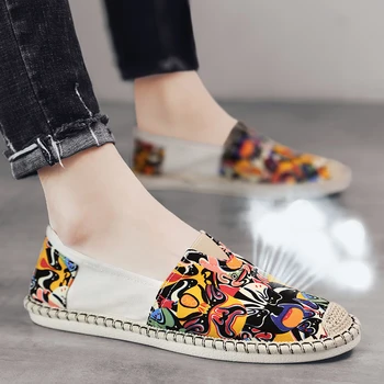 De primăvară de Moda Toamna Tipărite Bărbați Chinez Pantofi Plat Respirabil Mocasini Barbati Streetwear Slip-On pentru Barbati Pantofi Casual zapatos hombre