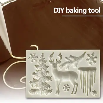 De Vânzare la cald Silicon Pom de Crăciun Elan Fulg de zăpadă Mucegai Fondant Decorare Tort Mucegai DIY Bucătărie de Copt Instrument Accesoriu