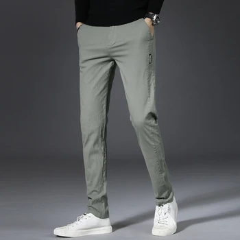 Deep Blue Pantaloni Casual Patru Sezoane purta Mens Bumbac Populare slim-coreean de Afaceri de Moda Casual, Pantaloni Drepte Primavara toamna