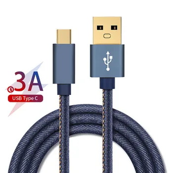 Denim Nylon Micro USB de Tip C C Încărcare Sârmă Quick Charge 3.0 2.4-Un Cablu pentru Samsung Galaxy J3 J5 J7 A40 30 80