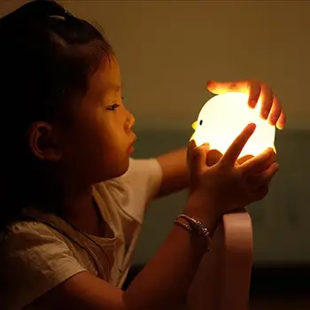 Desene animate Coajă de Ou de Pui LED Lumina de Noapte cu Senzor Tactil USB Silicon Pahar Lampă Noptieră pentru copii Copii Copii