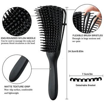 Detangling Brush For Hair-Detangler For Afro America 3A to 4C Kinky Wavy, Curly, Detangle Easily with Wet / Dry