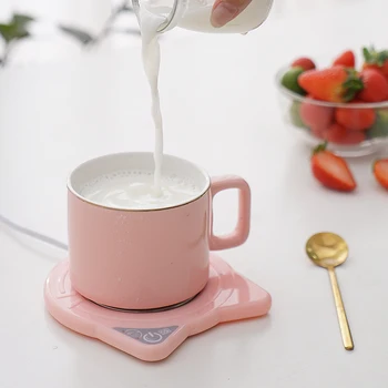 Drăguț Cana Cald Cana de Pisică ureche forma Încălzire Coaster Ceașcă de Cafea Caldă Ține Cafea Ceai lapte 55 ℃ Cadouri pentru Fete