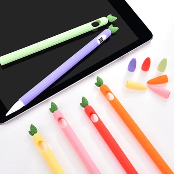 Drăguț Morcov Frunze de Coajă de Silicon Creion Acoperire Caz Piele Pentru Apple Pencil 1 2 35EA