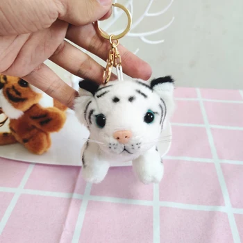 Drăguț simulare tigru păpușă jucărie de pluș breloc papusa leopard panda marionetă sac ornamente copii cadouri de vacanță