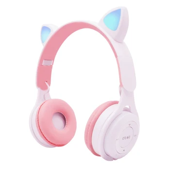 Drăguț Urechi de Pisică Bluetooth 5.0 Căști fără Fir de reducere a Zgomotului Căști cu Microfon, LED-uri RGB Copil Fata de Muzica Stereo setul cu Cască de Telefon Cadou