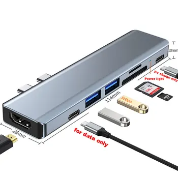 EASYA USB C Hub pentru Macbook Air/Pro M1 Hub de Tip C Thunderbolt 3 C USB Dock la HDMI compatibil 4K cu Hub 3.0 TF SD Cititor de PD