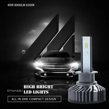 Efort&BJ F2-1 Super-Luminos H8 LED-uri Auto Far H1 H3 H7 H4 H9 H11 9005 9006 9007, H13 9012 Auto Bec de 80W 8000LM 6500K