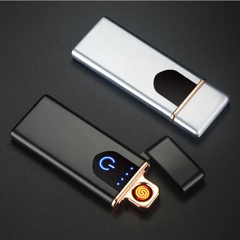 Electric de Încărcare Atingere ușoară de Inducție Windproof Electronice Ultra-subțire USB Brichete Personalizate în Vrac Gadget-uri pentru Barbati