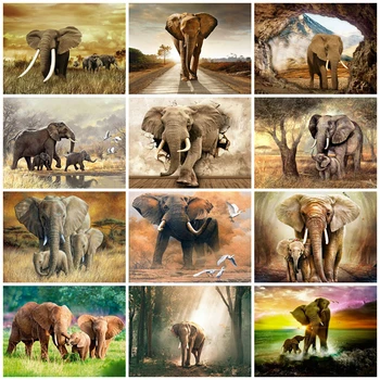 EverShine 5D Diamant Elefant pictat Pietre Art Diamant Broderie Animale cruciulițe Șirag de mărgele de Imagine Kituri de Hobby-ul Cadou