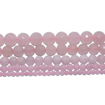 Fatetate de Piatra Naturala de Trandafir Roz de Cristal de Cuarț Margele Piatra 4 6 8 10 12 MM Alege Dimensiunea Pentru a Face Bijuterii DIY Brățară Colier