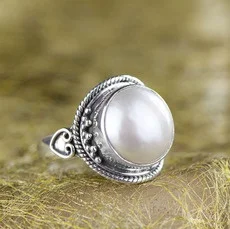Femei De Moda De Argint 925 Inel Vintage Elegant Cu Perle Naturale De Bijuterii De Nunta Petrecere De Logodna Inel De Dimensiune 5-11