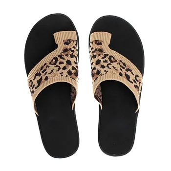 Femei flip flop țesute Vara Sandale leopard/Camuflaj se acoperă degetul Casual Beach Open-Toe Pantofi plat flip flops doamna papuci
