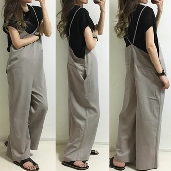 Femei-O Bucată de Vara Toamna Pantaloni Japoneze Bretele Doamnelor Moda Pierde Toate-in-unul Casual Salopeta Buzunar Plin Lungime Simplu