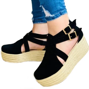 Femei Sandale de Curea Cataramă Platforma Doamnelor Pantofi Femei piele de Căprioară Pantofi Casual Cusut Pantofi de Confort Femeie Lumina Încălțăminte 2021