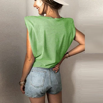 Femei Vintage Din Umeri Bluza Fără Mâneci Tricou 2021 Casual De Vara O Doamnele Gât Topuri De Moda Streetwear Liber Tricou Simplu Blusas