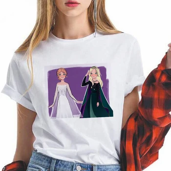 Femeie Tricouri Frozen II PĂSTREZE CALMUL ȘI lăsați-L SĂ MEARGĂ de Imprimare Liber Casual cu Maneci Scurte T-shirt Streetwear Topuri de Moda Harajuku Tees