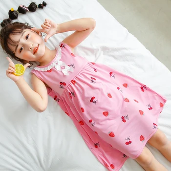 Fete Printesa Rochie de Noapte Scurta de Vara de Imprimare fără Mâneci Cămașă de noapte Tricotate Pijamale Pijamale Copii Fata de camasa de noapte pentru 2-13Y