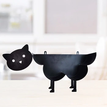 Fier Negru Prosop De Hârtie Suport Portabil De Desene Animate Drăguț Oi Pisică Câine Raft De Depozitare Practice Produs De Uz Casnic