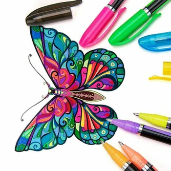 FIERBINTE!! 12/24/48 Culori Pix Gel Glitter Gel Set Pixuri Pentru Birou Școală Adult Carte De Colorat, Reviste Desen Doodling Art Markeri
