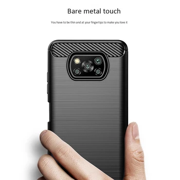 Fierbinte Potrivit pentru Xiaomi Poco X3 NFC Telefon Mobil Caz Silicon Manșon de Protecție din Fibră de Carbon Periat de Protecție Caz Moale