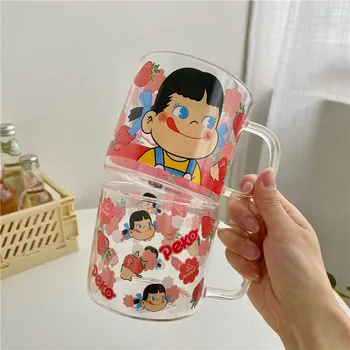 Fierbinte în 2021 Japoneză Frumoasă Lapte Zâmbind Sora Pahar mic Dejun Cupa rezistente la Căldură de Desene animate Drăguț Fata de Căpșuni Cana de Apa