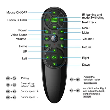 Fly Mouse-ul de Voce, Cu iluminare din spate Q6 Aer 2.4 G Wireless de Control de la Distanță de Fundal Tastatură Giroscop IR de Învățare Pentru Android TV Box