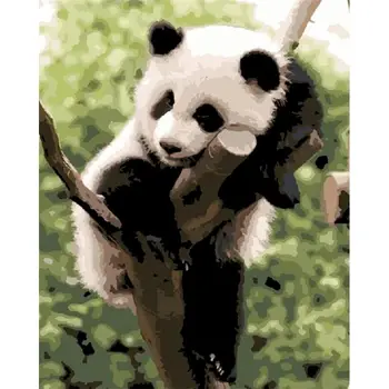 Gatyztory Pictura De Numere Animale De Colorat De Numere Panda Desen Pe Panza Cu Vopsele Acrilice Home Decor De Perete De Arta