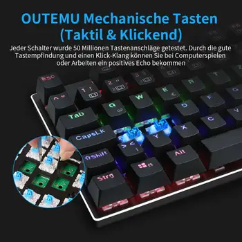 German Layout Z88 Tastatură Mecanică de Gaming 105 Taste QWERTZ Led Backlit Outemu Comutator Gamer Tastatură Neagră