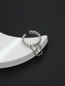 GOMAYA Inel Pentru Femei Argint 925 Inlay Cubic Zirconia Zâmbet Ochi Fata Lanț de Inele Simplu la Modă Aniversare Bijuterii Fine