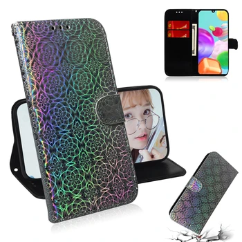 Gradient de colorat din Piele Telefon Caz Pentru iPhone 6 6S 7 8 Plus X XS XR 11 Pro Max SE 2020 5 5S Flip Book Cover Portofel Stand Coque