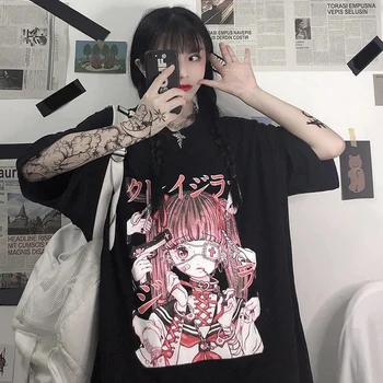 Haine De Fata Topuri Gotic Haine Largi Harajuku Tricouri Femme De Vară 2021 Imprimare Anime Tricou Haine Streetwear Femeie În Halat