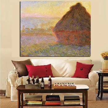 HD Imprimare Claude Monet cu Fân, la Apus de soare Peisaj Pictura in Ulei pe Panza Arta de Perete Imagine Poster pentru Camera de zi Canapea Cuadros