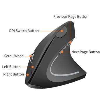 HKXA Mouse-ul fără Fir Vertical Gaming Mouse USB Computer mouse Ergonomic Desktop Mouse-ul în poziție Verticală 1600DPI pentru PC, Laptop Office Acasă