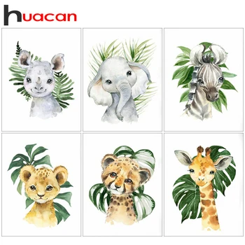 Huacan Diamant Pictura Desen Animat Animale Cruciulițe Diamant Broderie Leopard Acasa Art Decor Pentru Casa
