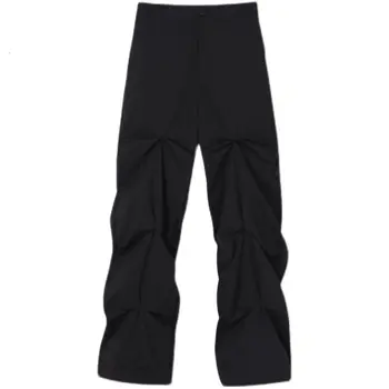 IEFB Alb-Negru de Design de Nișă Cutat Picior Pantaloni Casual Streetwear Pantaloni Largi pentru Bărbați Pantaloni Drepte 2021 Noi 9Y6991