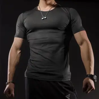 J2329 -Antrenament fitness barbati tricou maneca Scurta barbati termică musculare culturism purta compresie Elastică Subțire exercițiu de îmbrăcăminte