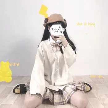 Japoneze Kawaii JK Roz Tricotate Cardigan Pulover Y2k Preppy Dulce Stil Supradimensionate Topuri cu Maneci Lungi coreea Moda Femei, Haine