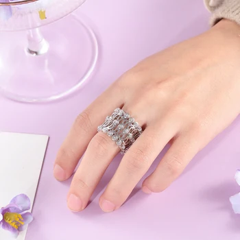 JewelOra de Lux din Oțel Inoxidabil Reglabil Cubic Zirconia Inel Clasic de Nunta Inele de Logodna pentru Femei Moda Bijuterii