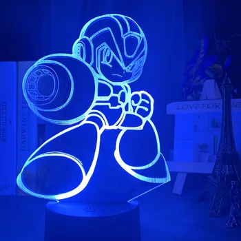 Jocul Mega Man Figura Copil Lumina de Noapte Led-uri cu Senzor Tactil Colorat Veioza Rockman Cadou pentru Copii, Sala de Masa 3D Lampa Megaman