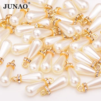 JUNAO 8*15mm Culoare Mix de Cusut Perla Pandantiv Margele Picatura Pearl Stras Pearl Nupțial Aplicatiile Pentru Brățară Bijuterii Decorative