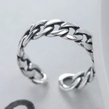 La modă Lanț de Deschidere Inel de Personalitate de Argint de Culoare Hollow Lanț Deget Inelul de Metal Textura Declarație Inel Unisex Bijuterii Cadou