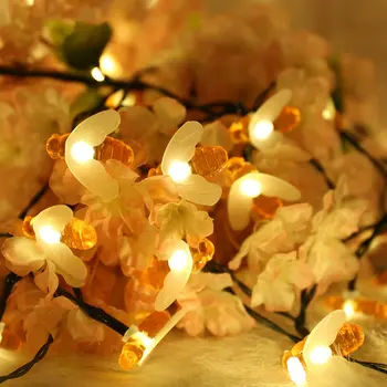 Lanțul De 20 Led-Uri De Lumină Solară Lanț De Albine Forma Lumină Caldă Decoratiuni De Gradina Rezistent La Apa Creative Copacul Candelabru