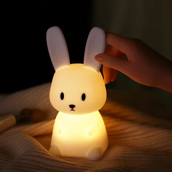 LED Lumina de Noapte Silicon Iepuras de siguranță Nachtlampje Voor Kinderen Dormitor Lampa cu Senzor Tactil Cameră Decor Drăguț Cadou pentru Copii, pentru Adulți